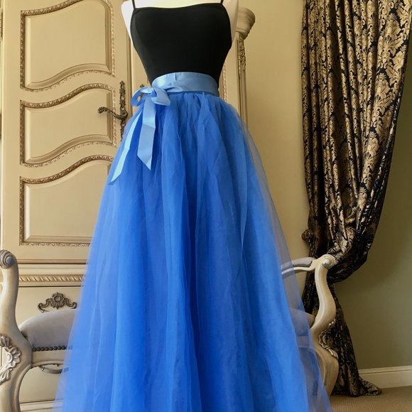 Women Plus And Regular Size Long Maxi A-Line Tutu Tulle Skirt - Picture 1 of 4